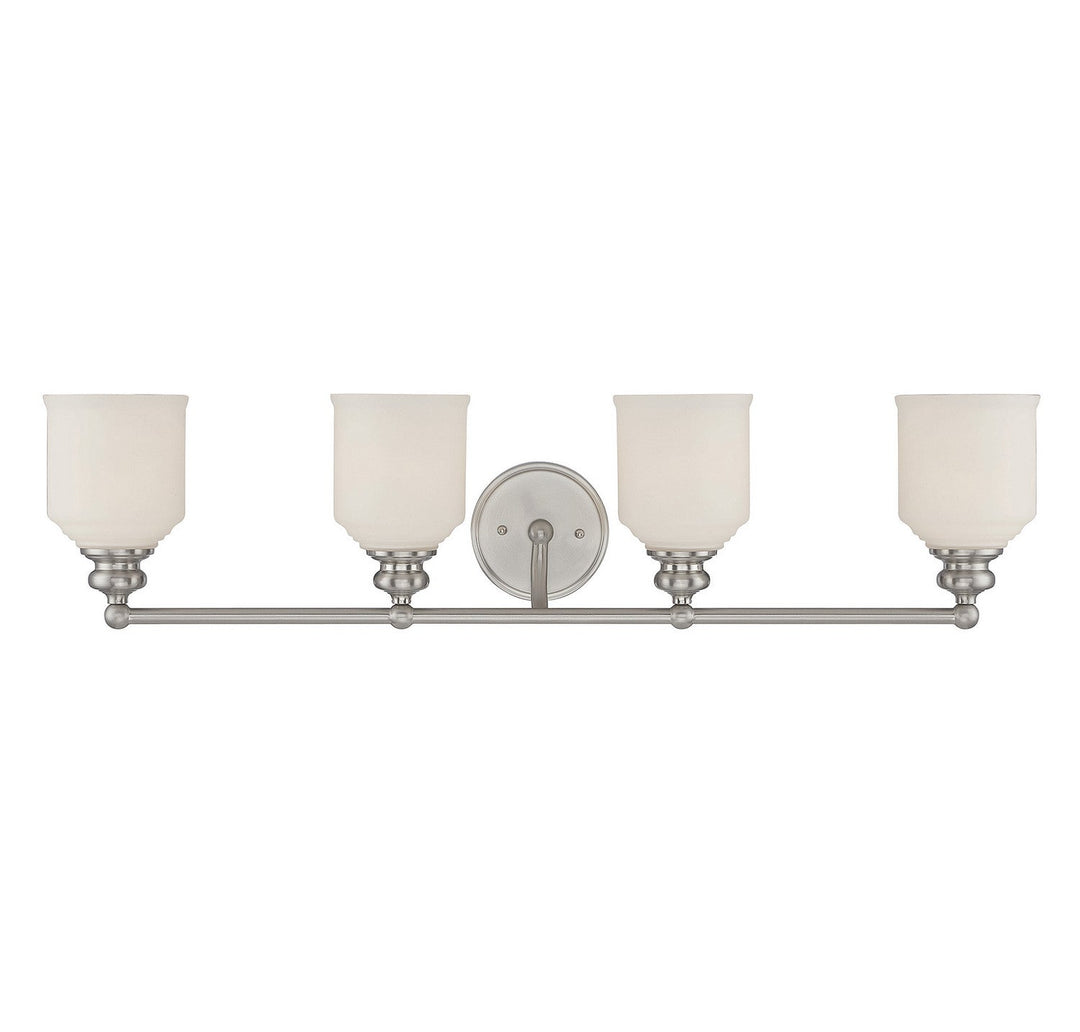 Melrose Four Light Bath Bar in Satin Nickel Savoy House