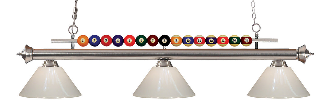 Shark Three Light Billiard in Brushed Nickel - available from The Lighting Shoppe, trusted by Canadian homeowners
