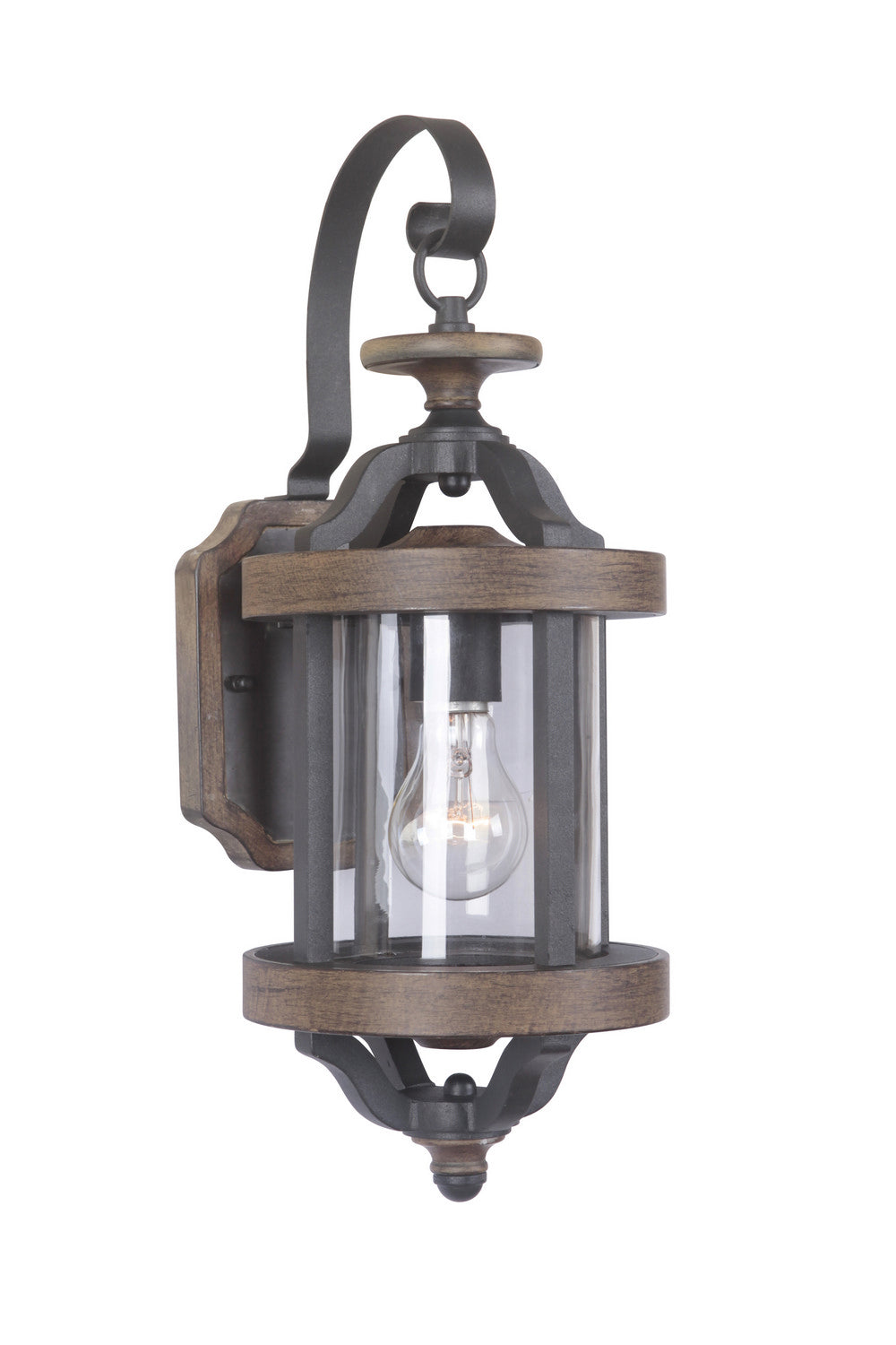 Ashwood One Light Outdoor Wall Lantern in Textured Black/Whiskey Barrel - available from The Lighting Shoppe, trusted by Canadian homeowners