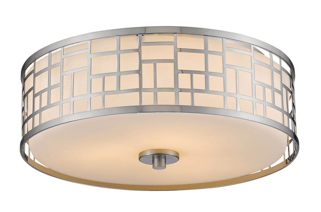 Elea Three Light Flush Mount in Brushed Nickel - available from The Lighting Shoppe, trusted by Canadian homeowners