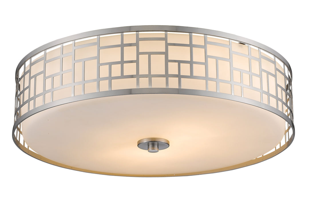 Elea Three Light Flush Mount in Brushed Nickel - available from The Lighting Shoppe, trusted by Canadian homeowners