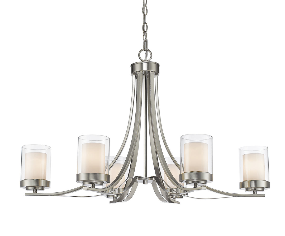 Willow Six Light Chandelier in Brushed Nickel - available from The Lighting Shoppe, trusted by Canadian homeowners