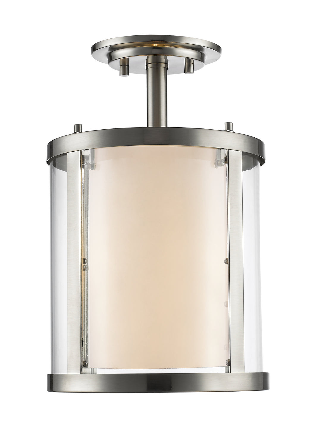 Willow Three Light Semi Flush Mount in Brushed Nickel - available from The Lighting Shoppe, trusted by Canadian homeowners