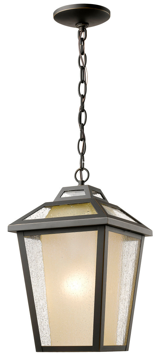 Memphis Outdoor One Light Outdoor Chain Mount Ceiling Fixture in Oil Rubbed Bronze - available from The Lighting Shoppe, trusted by Canadian homeowners
