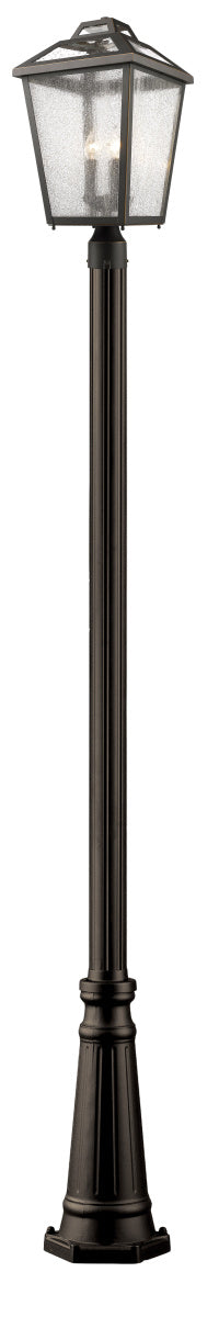 Bayland Three Light Outdoor Post Mounted Fixture in Oil Rubbed Bronze - available from The Lighting Shoppe, trusted by Canadian homeowners