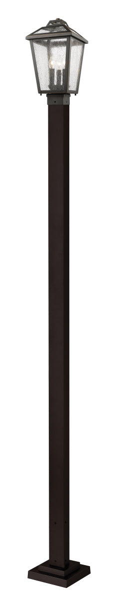 Bayland Three Light Outdoor Post Mounted Fixture in Oil Rubbed Bronze - available from The Lighting Shoppe, trusted by Canadian homeowners