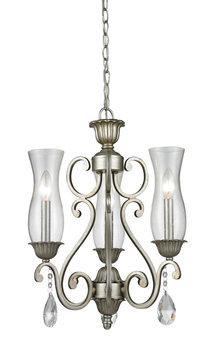 Melina Three Light Chandelier in Antique Silver - available from The Lighting Shoppe, trusted by Canadian homeowners