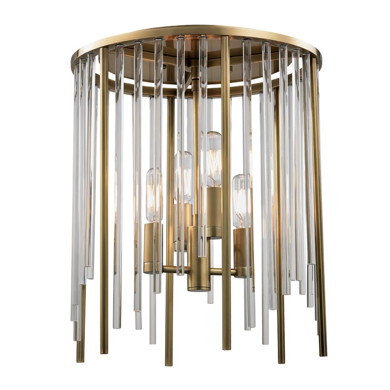 Lewis Four Light Semi Flush Mount in Aged Brass - available from The Lighting Shoppe, trusted by Canadian homeowners