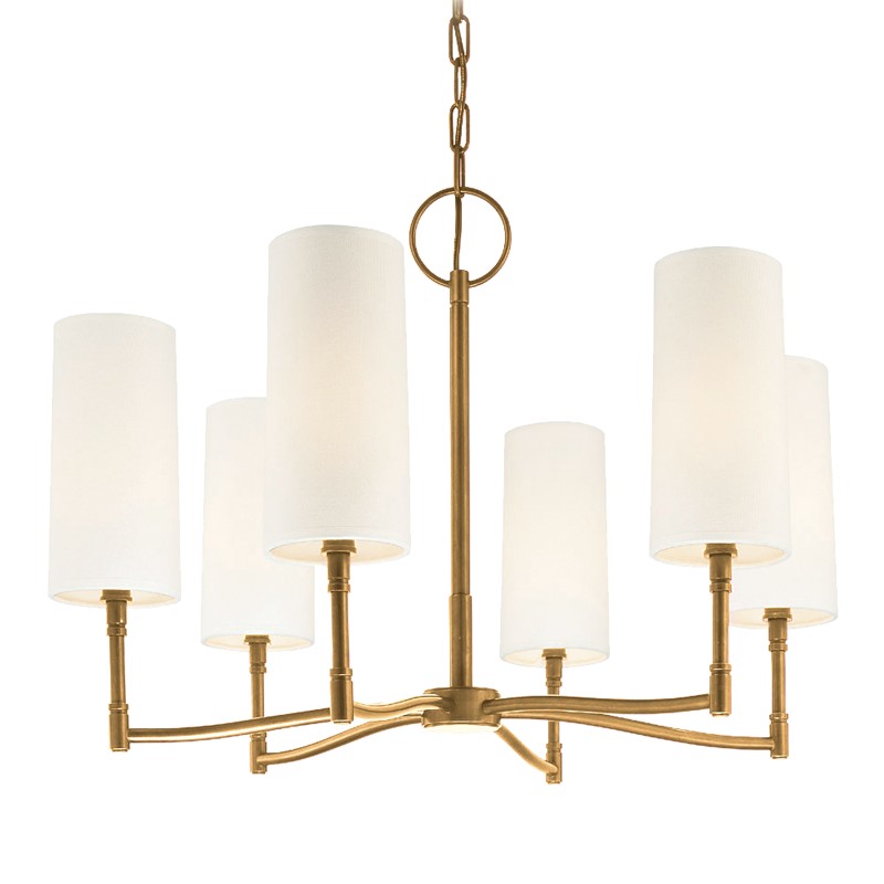 Dillon Six Light Chandelier in Aged Brass - available from The Lighting Shoppe, trusted by Canadian homeowners