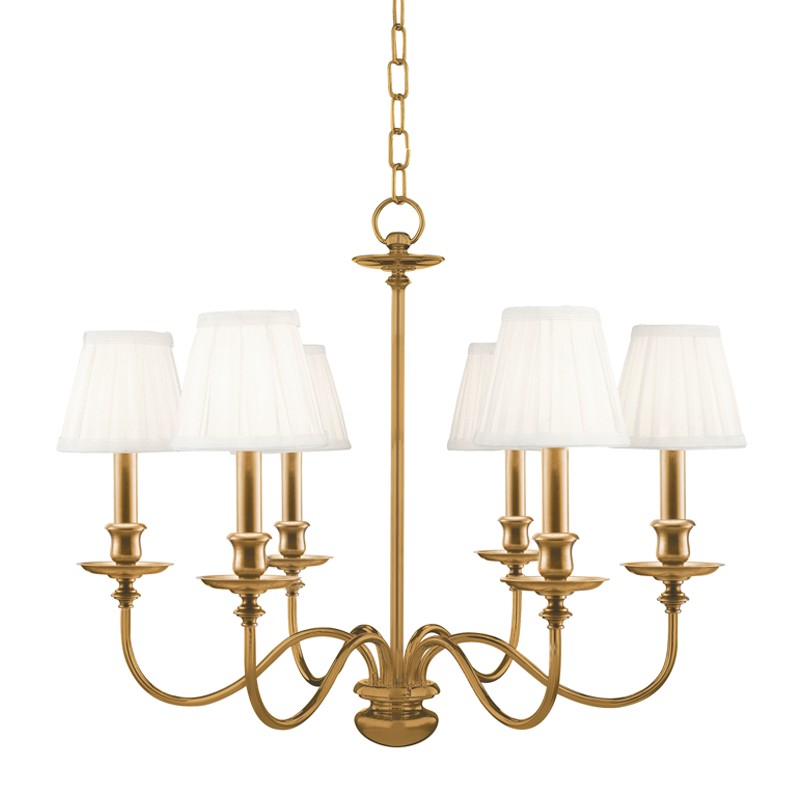 Menlo Park Six Light Chandelier in Aged Brass - available from The Lighting Shoppe, trusted by Canadian homeowners