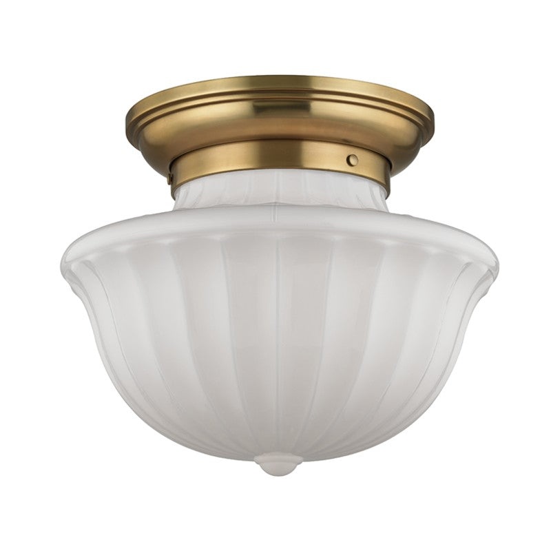 Dutchess Two Light Flush Mount in Aged Brass - available from The Lighting Shoppe, trusted by Canadian homeowners