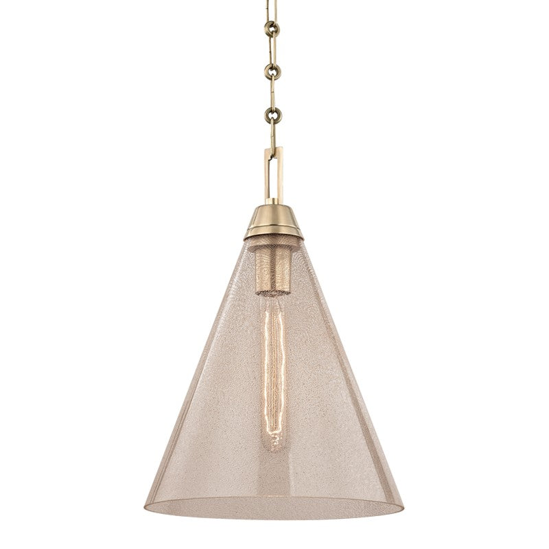 Newbury One Light Pendant in Aged Brass - available from The Lighting Shoppe, trusted by Canadian homeowners