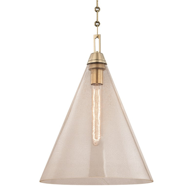 Newbury One Light Pendant in Aged Brass - available from The Lighting Shoppe, trusted by Canadian homeowners
