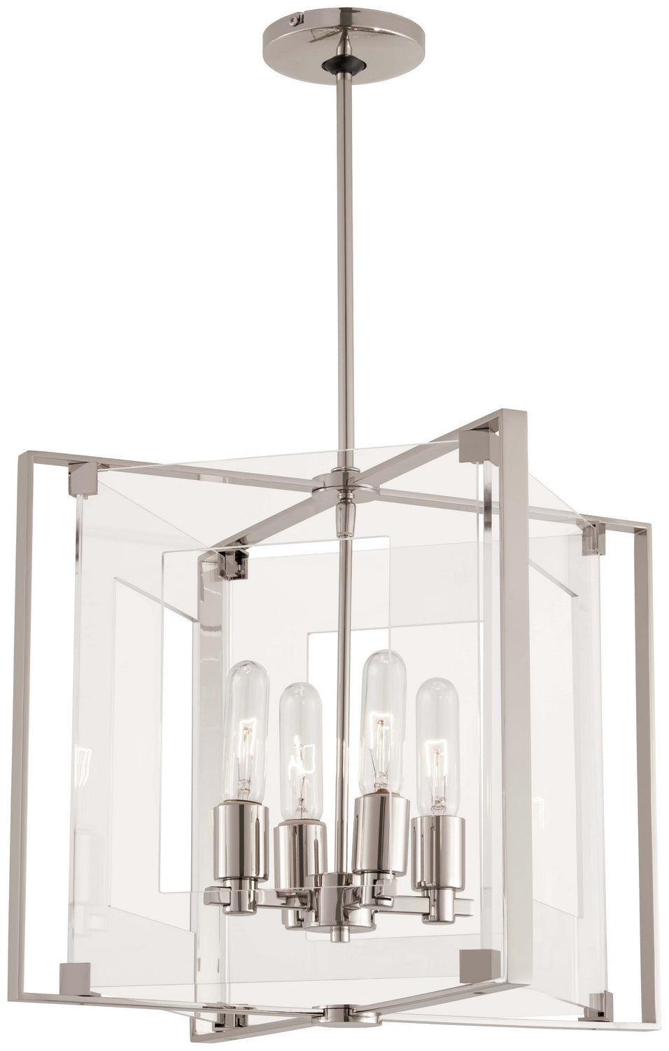 Crystal-Clear Four Light Pendant in Polished Nickel - available from The Lighting Shoppe, trusted by Canadian homeowners