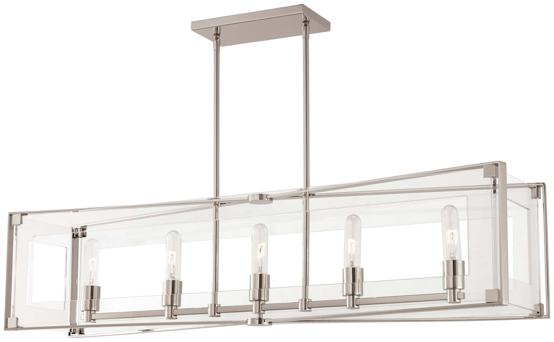 Crystal-Clear Five Light Island Pendant in Polished Nickel - available from The Lighting Shoppe, trusted by Canadian homeowners