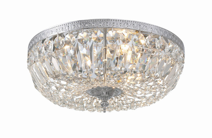 Ceiling Mount Three Light Flush Mount in Polished Chrome - available from The Lighting Shoppe, trusted by Canadian homeowners