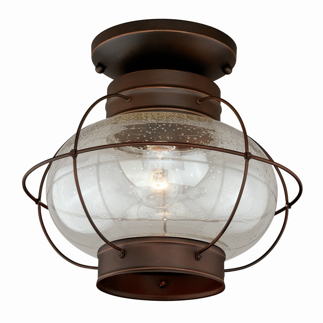 Chatham One Light Outdoor Semi Flush Mount in Burnished Bronze