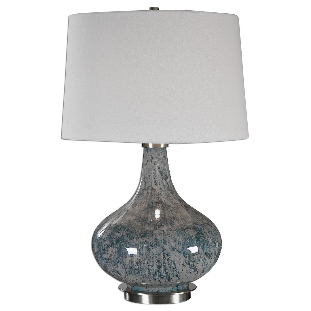 Celinda One Light Table Lamp in Blue Gray, Brushed Brass - available from The Lighting Shoppe, trusted by Canadian homeowners