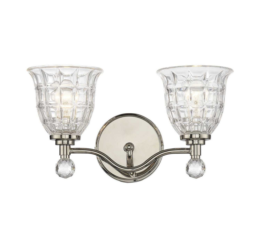 Birone Two Light Bath Bar in Polished Nickel Savoy House