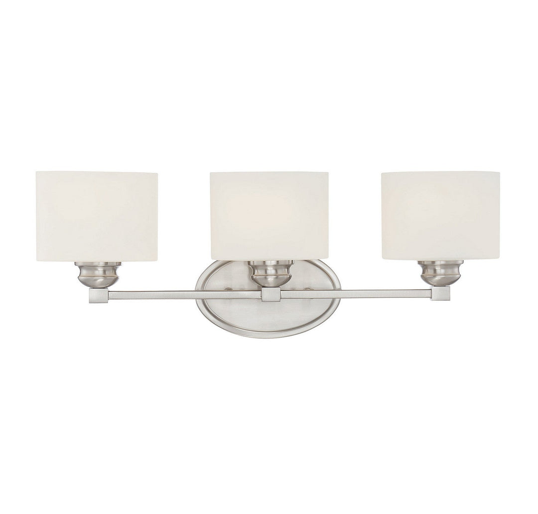 Kane Three Light Bath Bar in Satin Nickel Savoy House