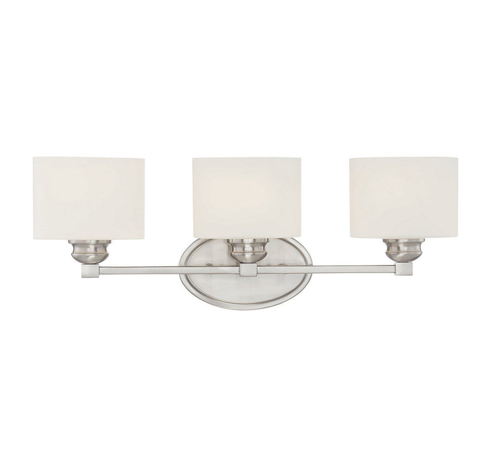 Kane Three Light Bath Bar in Satin Nickel Savoy House