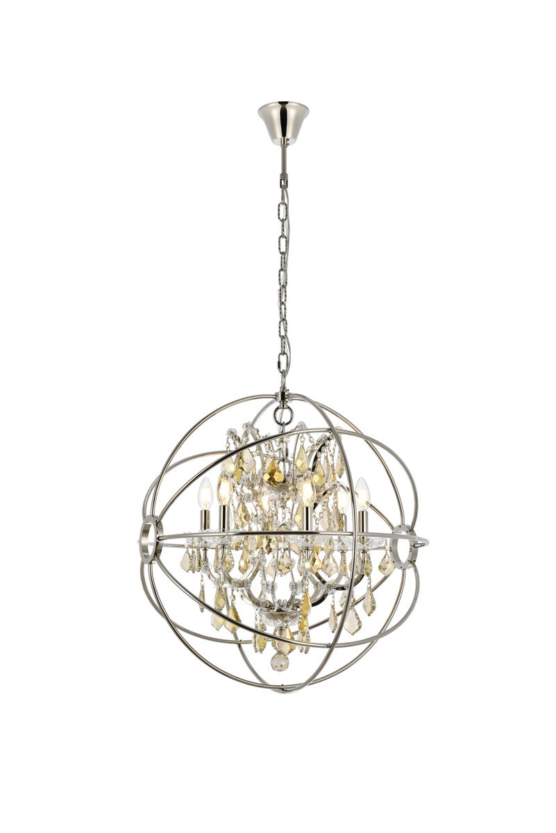 Geneva Six Light Chandelier in Polished Nickel - available from The Lighting Shoppe, trusted by Canadian homeowners
