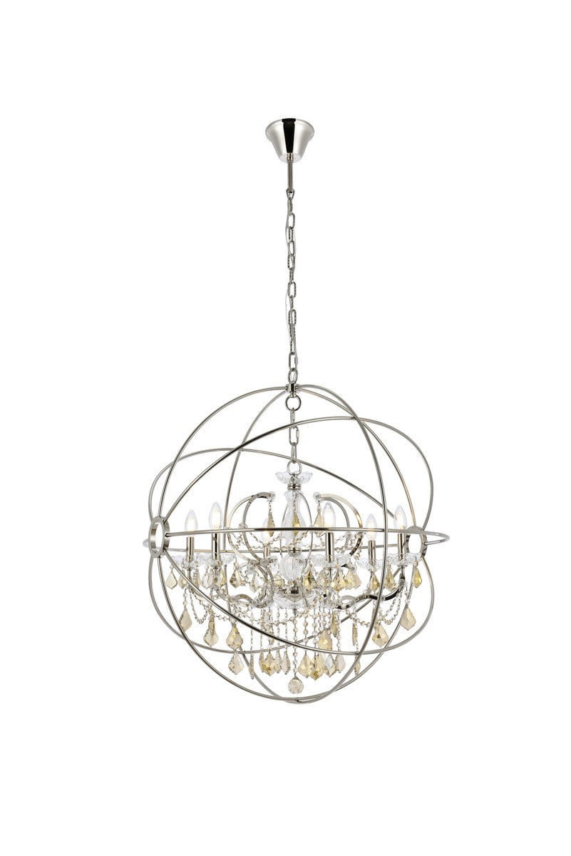 Geneva Six Light Chandelier in Polished Nickel - available from The Lighting Shoppe, trusted by Canadian homeowners