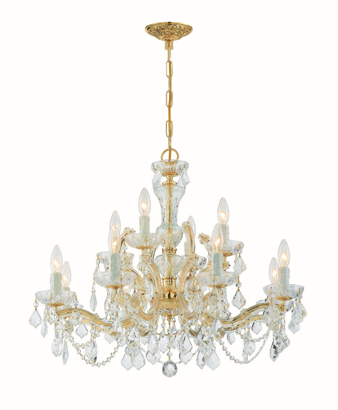Maria Theresa 12 Light Chandelier in Gold - available from The Lighting Shoppe, trusted by Canadian homeowners