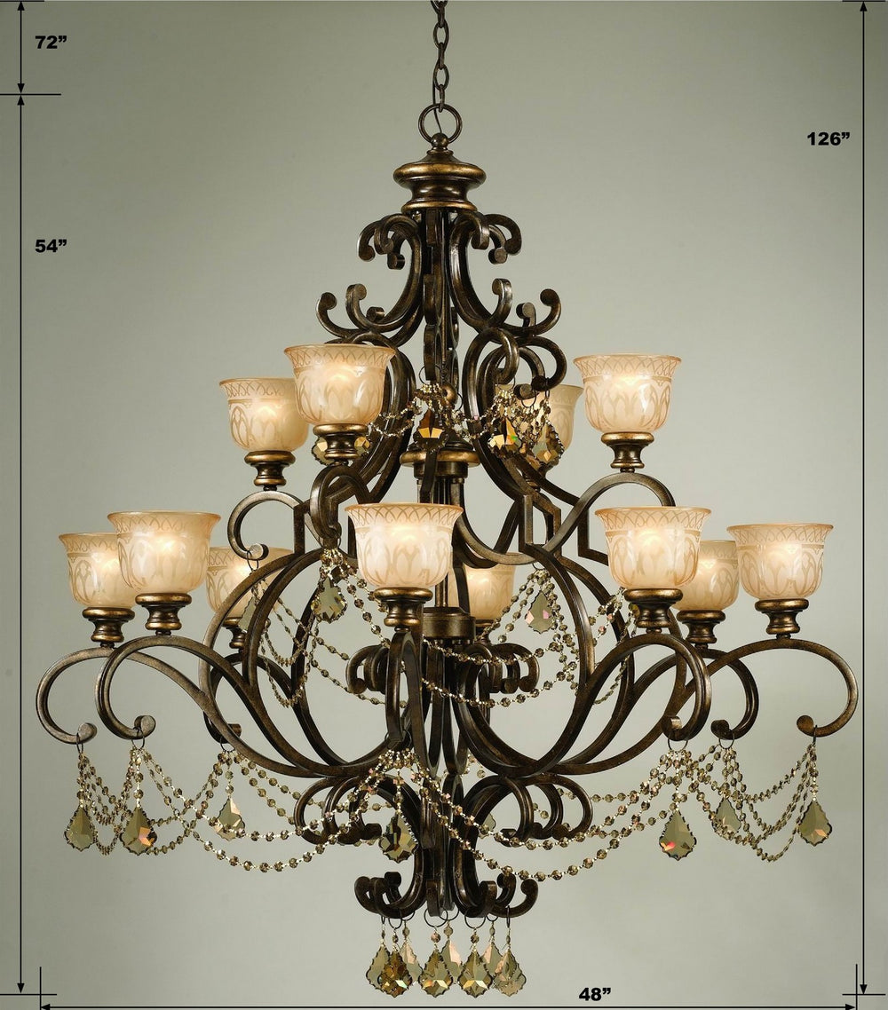 Crystorama - 7512-BU-GT-MWP - 12 Light Chandelier - Norwalk - Bronze Umber