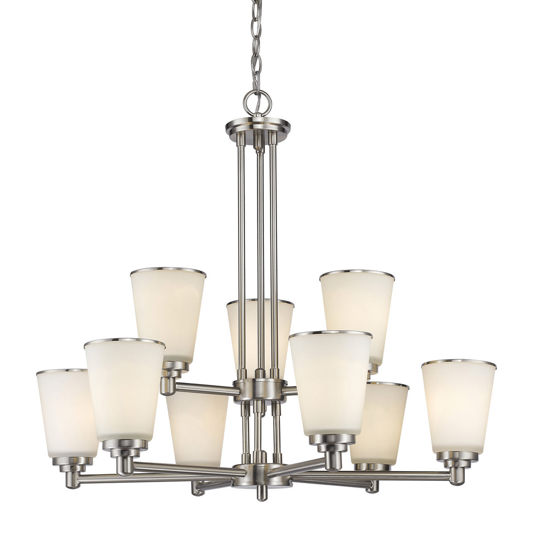 Jarra Nine Light Chandelier in Brushed Nickel - available from The Lighting Shoppe, trusted by Canadian homeowners