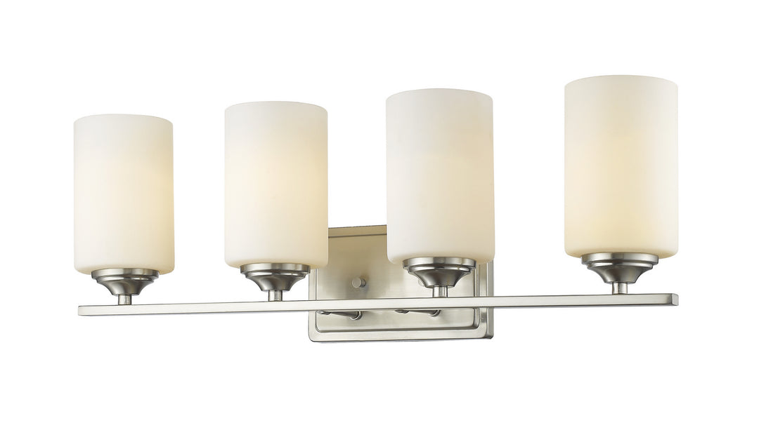 Bordeaux Four Light Vanity in Brushed Nickel - available from The Lighting Shoppe, trusted by Canadian homeowners