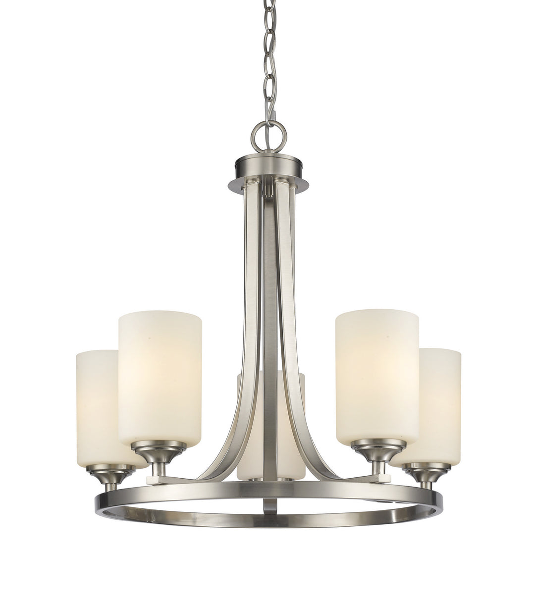 Bordeaux Five Light Chandelier in Brushed Nickel - available from The Lighting Shoppe, trusted by Canadian homeowners