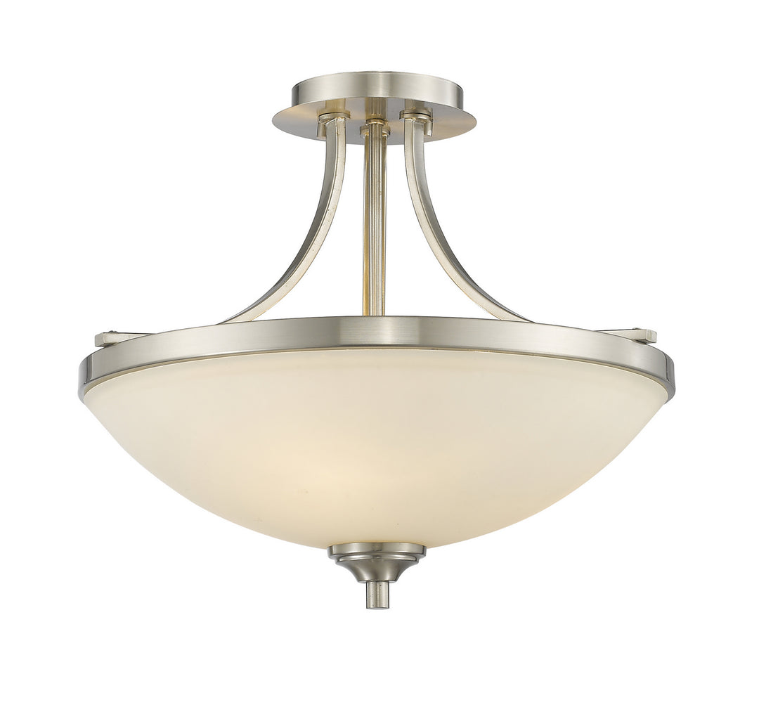 Bordeaux Three Light Semi Flush Mount in Brushed Nickel - available from The Lighting Shoppe, trusted by Canadian homeowners