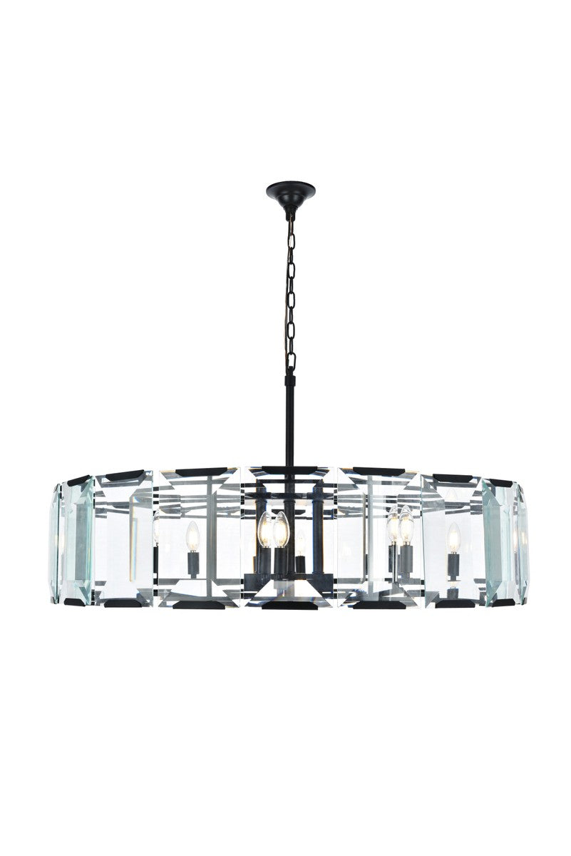 Elegant Lighting - 1211D43FB - Ten Light Chandelier - Monaco - Flat Black (Matte)