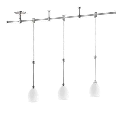 Three Light Line Voltage Pendant Rail Kit in Satin Nickel Kendal Canada