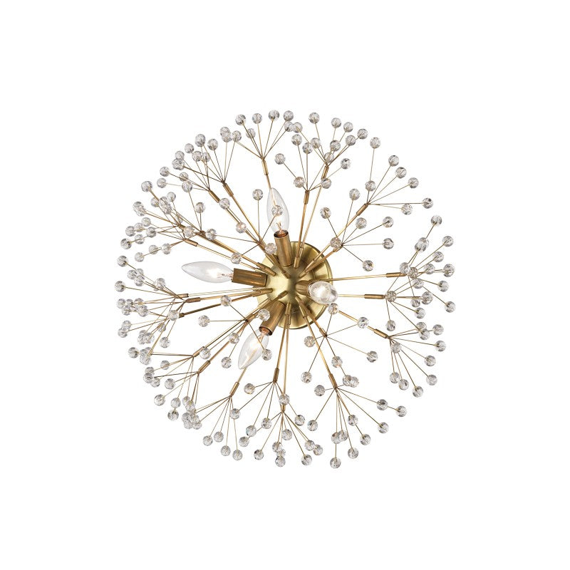 Dunkirk Four Light Semi Flush Mount in Aged Brass - available from The Lighting Shoppe, trusted by Canadian homeowners