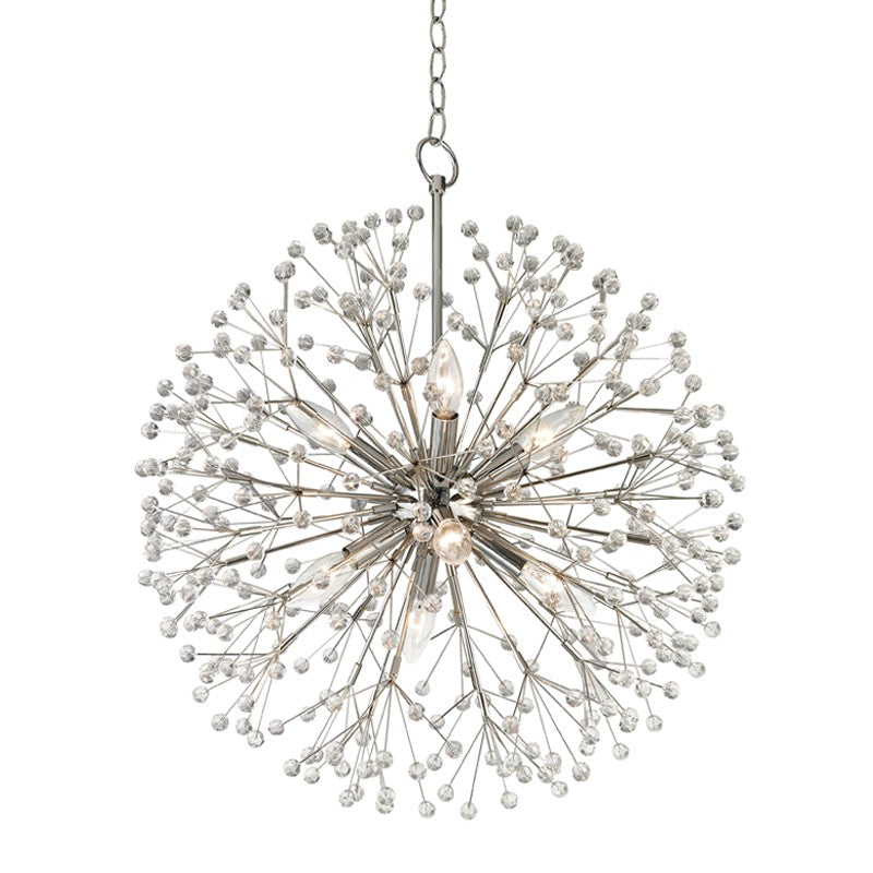 Dunkirk Eight Light Chandelier in Polished Nickel - available from The Lighting Shoppe, trusted by Canadian homeowners