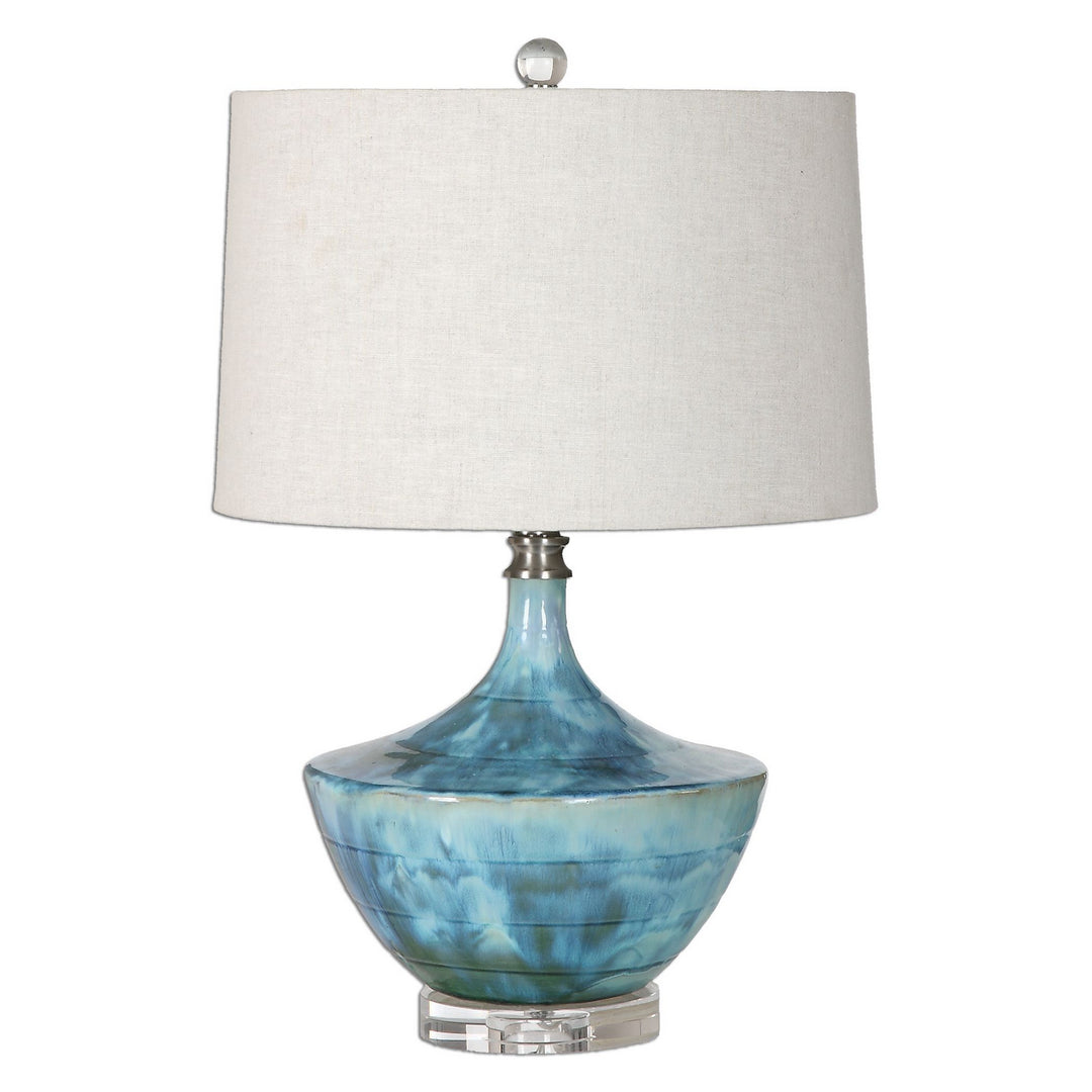 Chasida One Light Table Lamp in Blue Ceramic Glaze - available from The Lighting Shoppe, trusted by Canadian homeowners