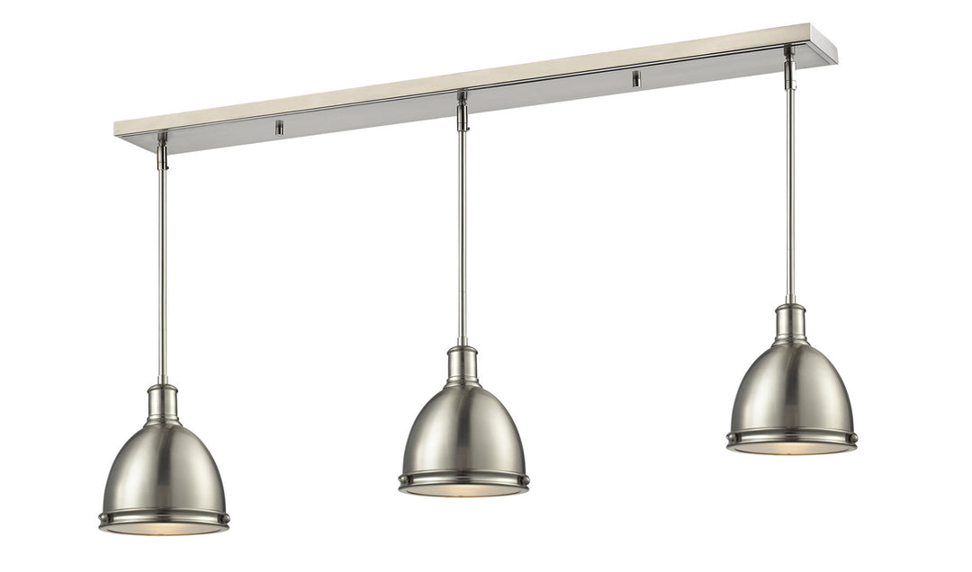 Mason Three Light Linear Chandelier in Brushed Nickel - available from The Lighting Shoppe, trusted by Canadian homeowners