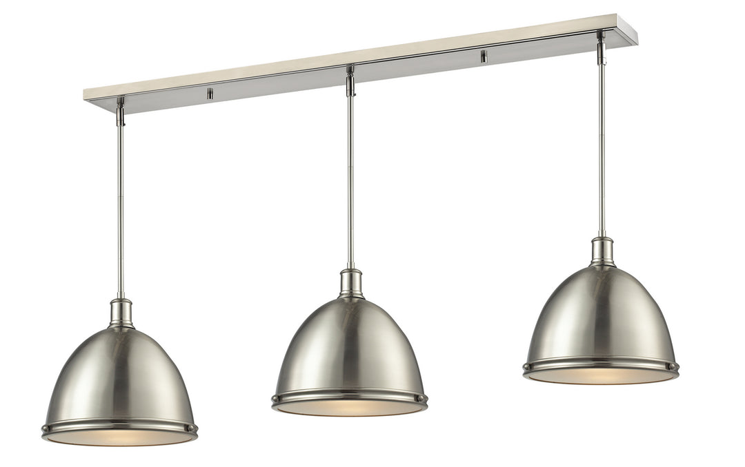 Mason Three Light Linear Chandelier in Brushed Nickel - available from The Lighting Shoppe, trusted by Canadian homeowners