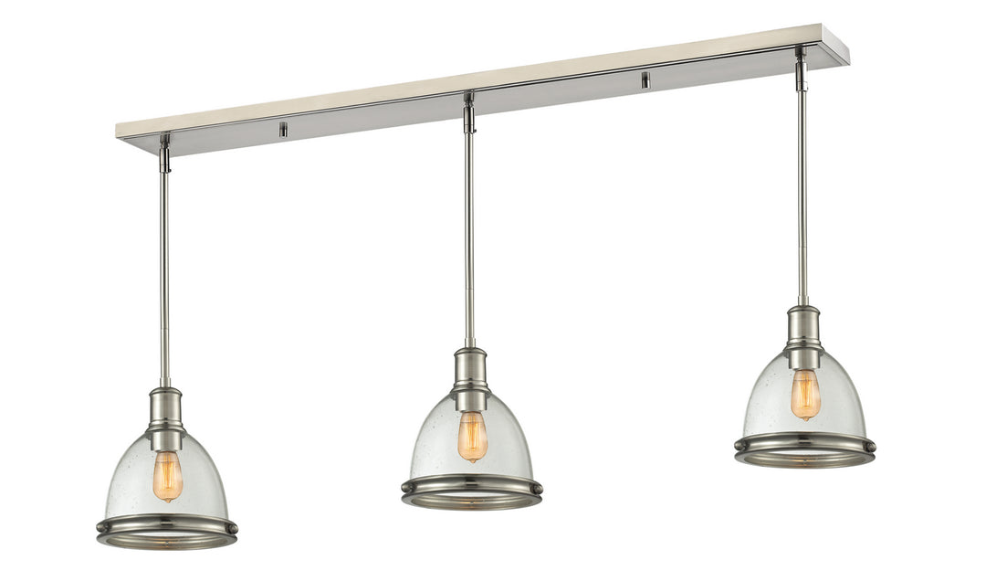 Mason Three Light Linear Chandelier in Brushed Nickel - available from The Lighting Shoppe, trusted by Canadian homeowners