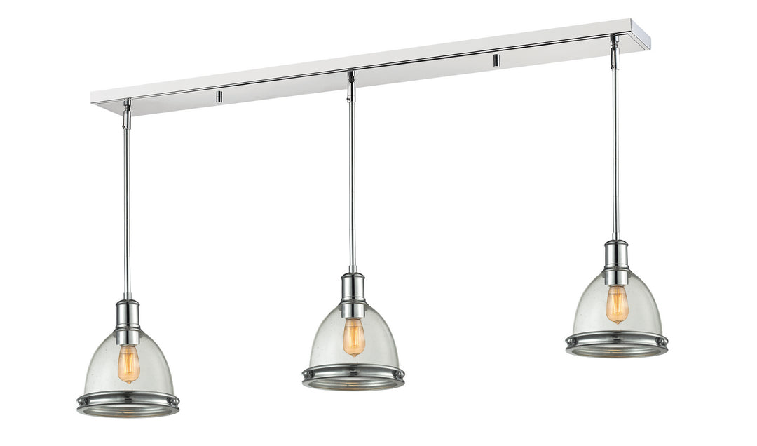 Mason Three Light Linear Chandelier in Chrome - available from The Lighting Shoppe, trusted by Canadian homeowners