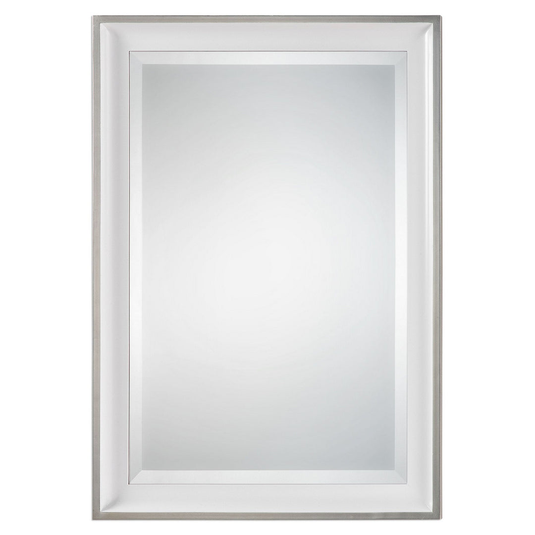 Lahvahn Mirror in Gloss White w/Silver Leaf - available from The Lighting Shoppe, trusted by Canadian homeowners