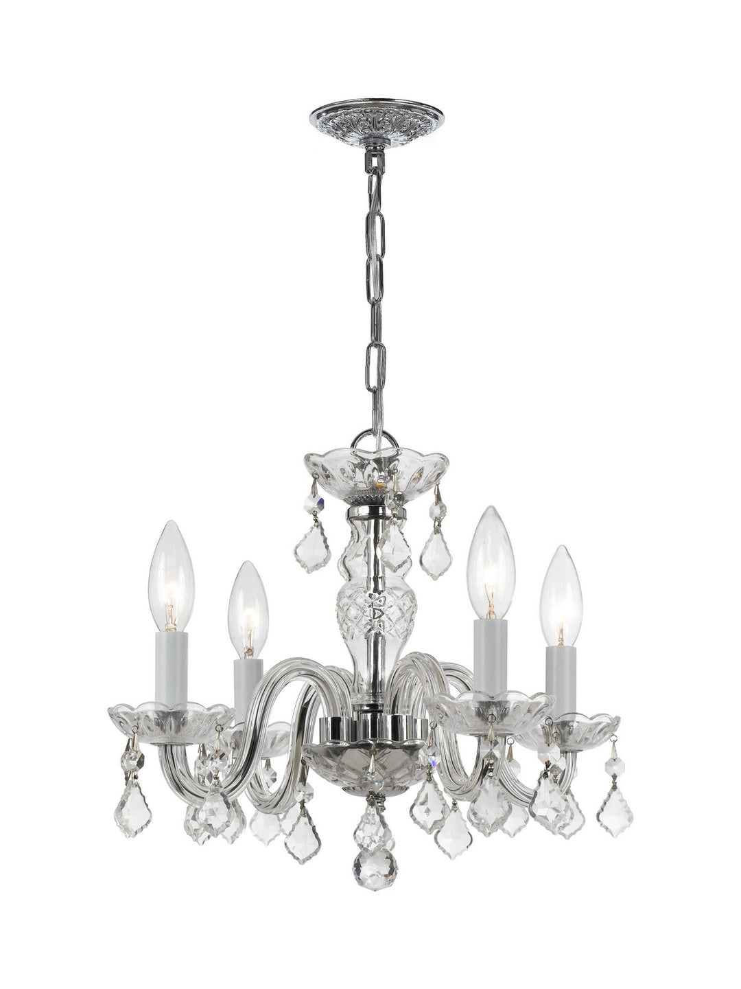 Traditional Crystal Four Light Mini Chandelier in Polished Chrome - available from The Lighting Shoppe, trusted by Canadian homeowners