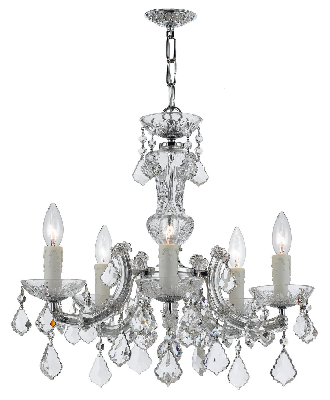 Maria Theresa Five Light Mini Chandelier in Polished Chrome - available from The Lighting Shoppe, trusted by Canadian homeowners