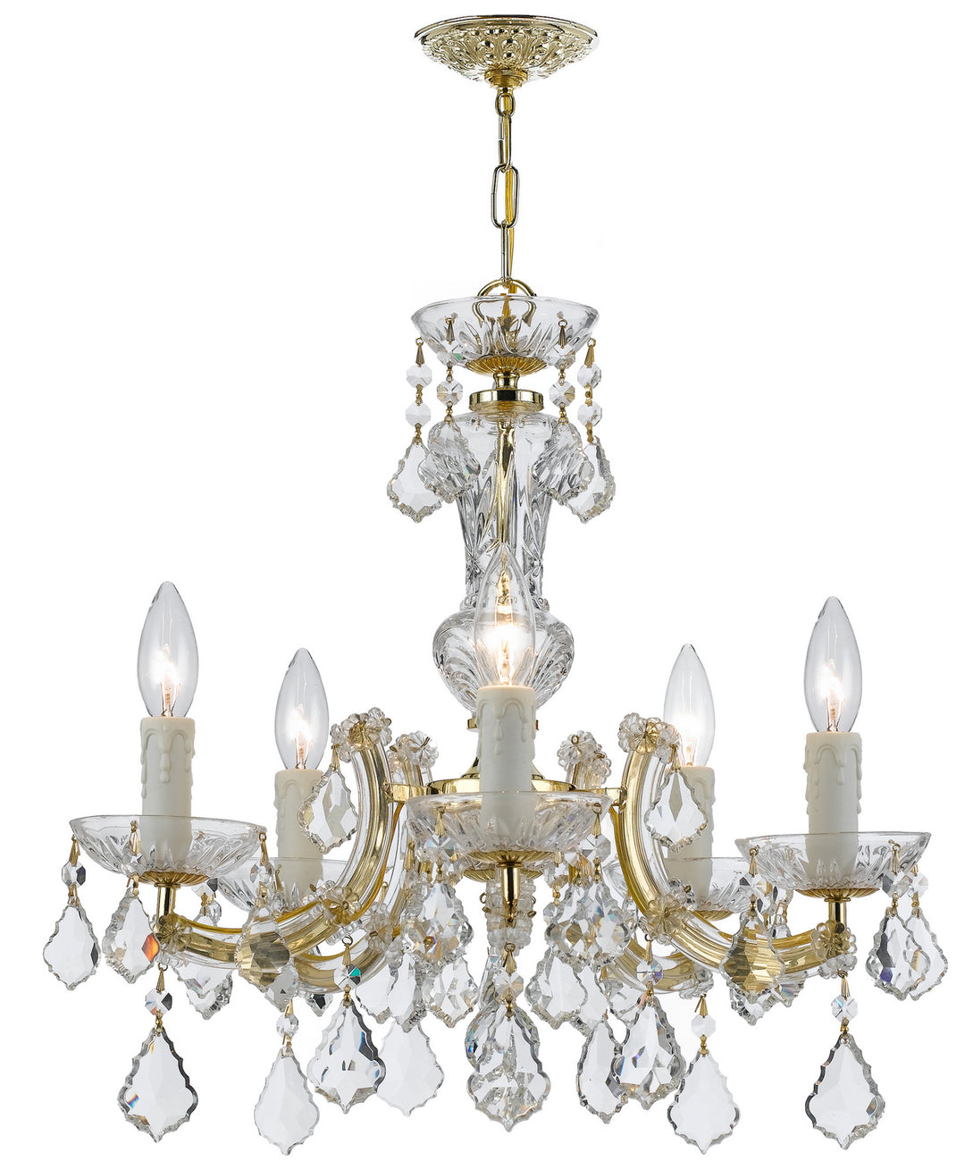 Maria Theresa Five Light Mini Chandelier in Gold - available from The Lighting Shoppe, trusted by Canadian homeowners
