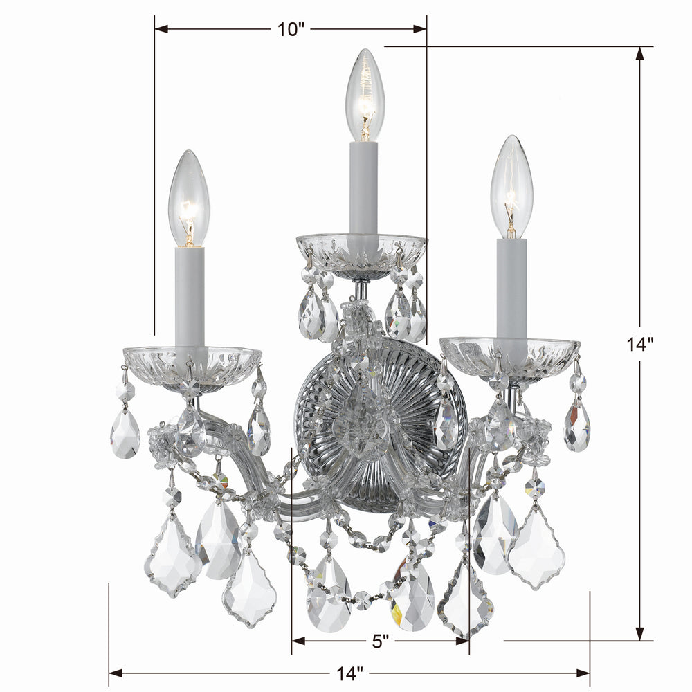 Crystorama - 4403-CH-CL-MWP - Three Light Wall Sconce - Maria Theresa - Polished Chrome