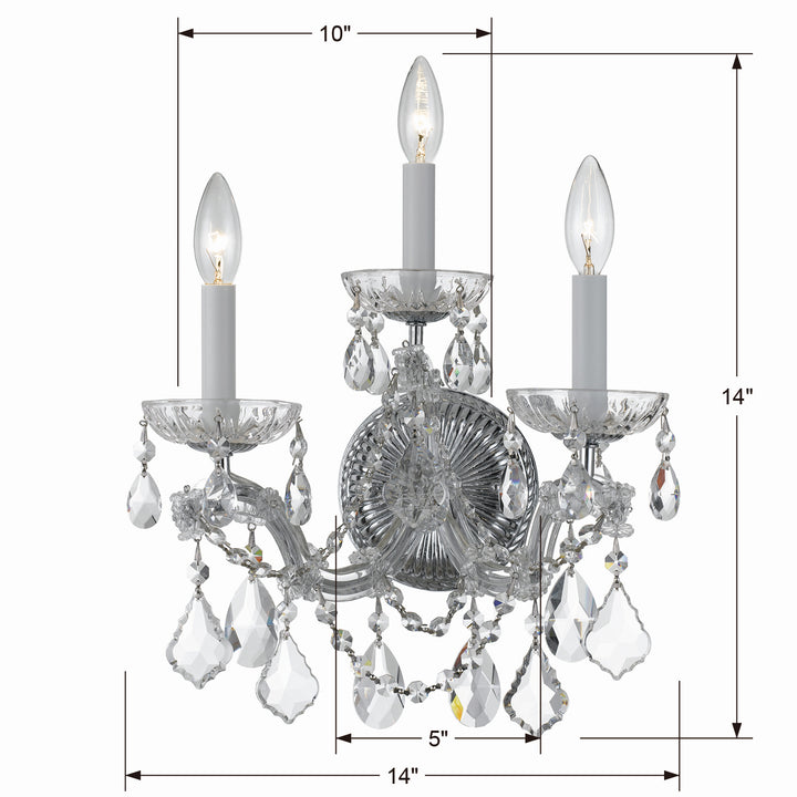 Crystorama - 4403-CH-CL-MWP - Three Light Wall Sconce - Maria Theresa - Polished Chrome