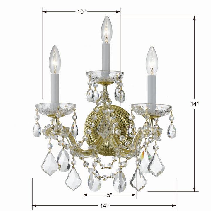 Crystorama - 4403-GD-CL-S - Three Light Wall Sconce - Maria Theresa - Gold