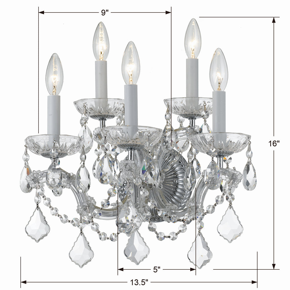 Crystorama - 4404-CH-CL-S - Five Light Wall Sconce - Maria Theresa - Polished Chrome